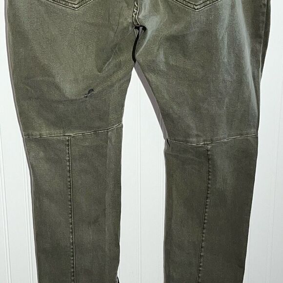 Grindhouse Jeans Men 40X34 Green Denim Distressed Ripped Stained Destroyed Zip - Picture 8 of 10